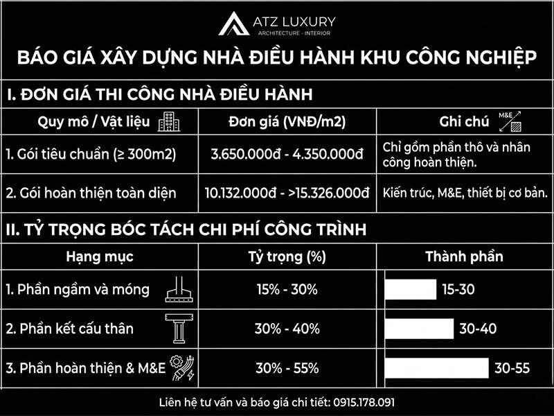 gia xay nha dieu hanh van phong khu cong nghiep