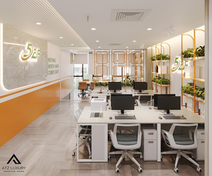 thiết kế văn phòng nhà ống không gian xanh