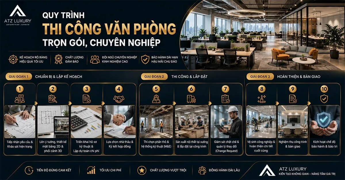 Quy trinh cac buoc thi cong van phong tron goi chuyen nghiep nam 2026 6a299e956db00