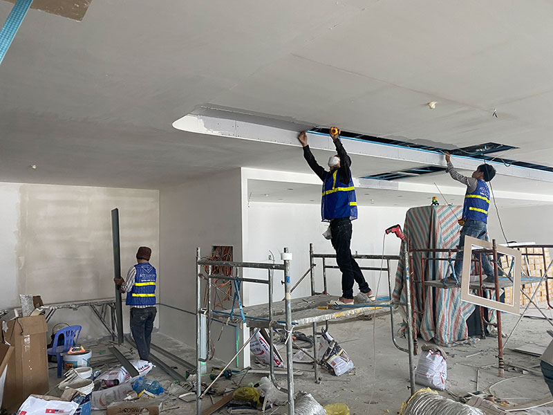 Professional office construction process at ATZ LUXURY.